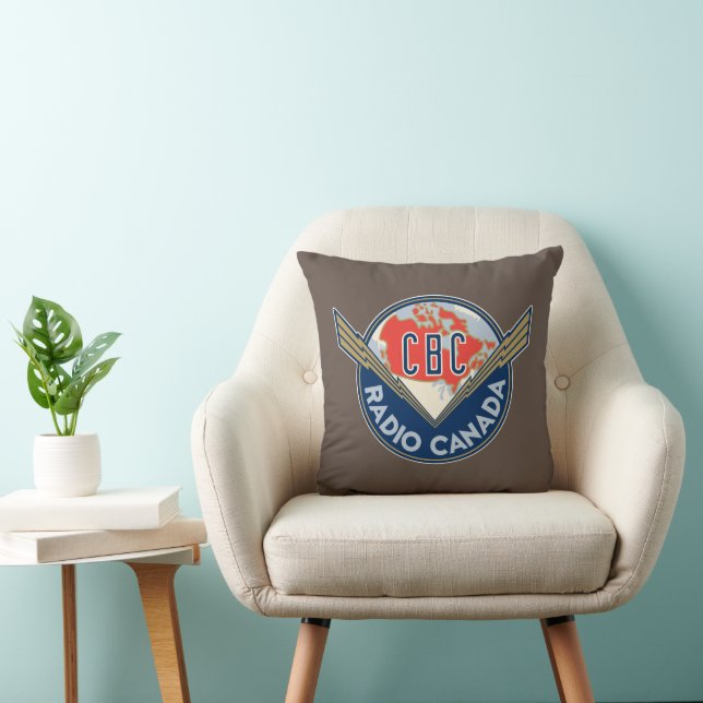 Coussin Radio-Canada Retro 1940s Lecteur de logo (Chaise)