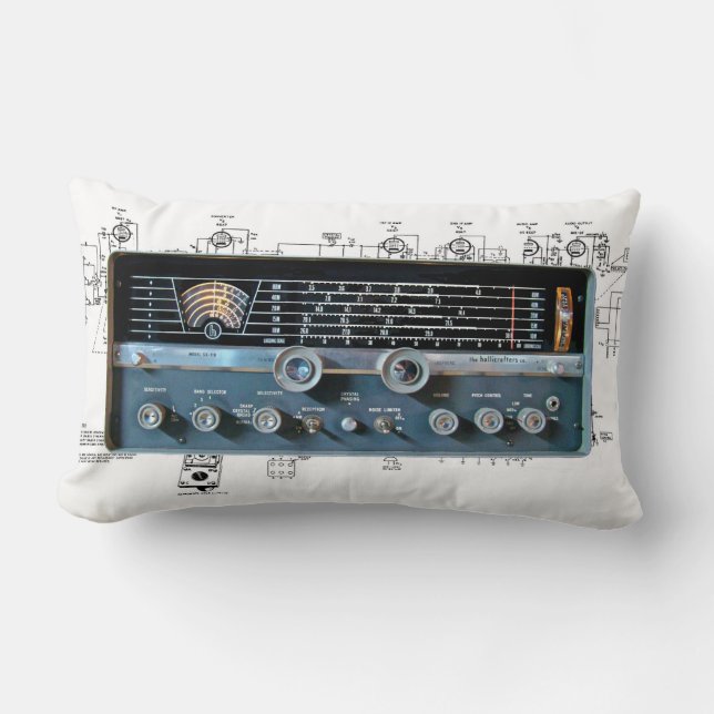 Coussin radio vintage à ondes courtes (Recto)