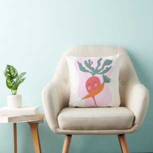 Coussin Radis et Carotte Mignons Dessin Animé