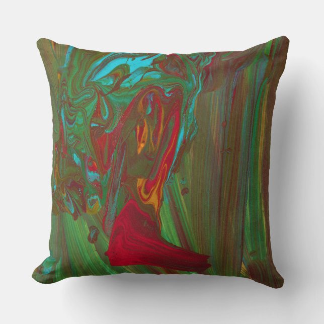 Coussin Rag To Riches 1 Red Green Abstract Accent Pillow (Recto)