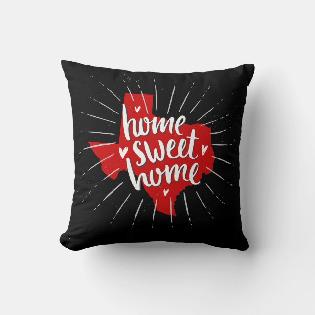 Coussin Raider Red and Black Home Sweet Home - Texas (Recto)