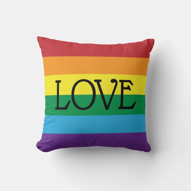 Coussin Rainbow 6 couleurs, LOVE Black Text personnalisabl (Recto)