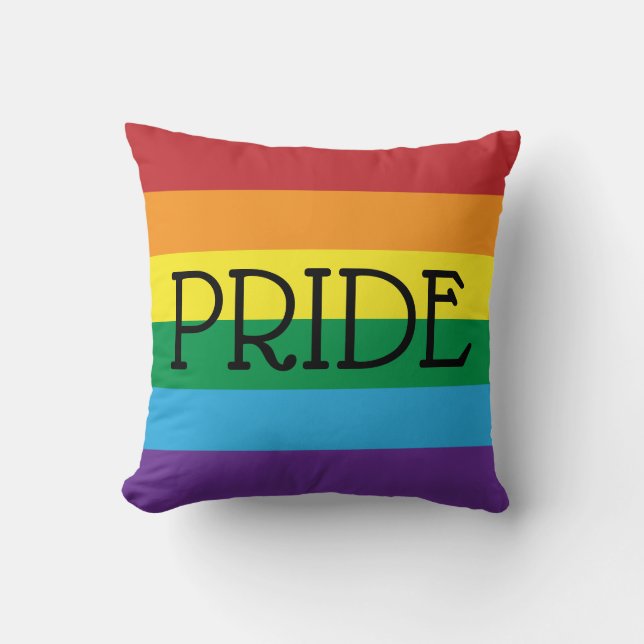 Coussin Rainbow 6 couleurs, PRIDE Black Text personnalisab (Recto)