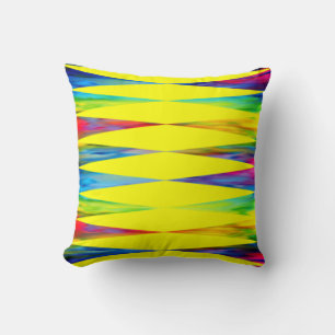 Coussin [Rainbow Fiesta] Arlequin géométrique Jaune clair