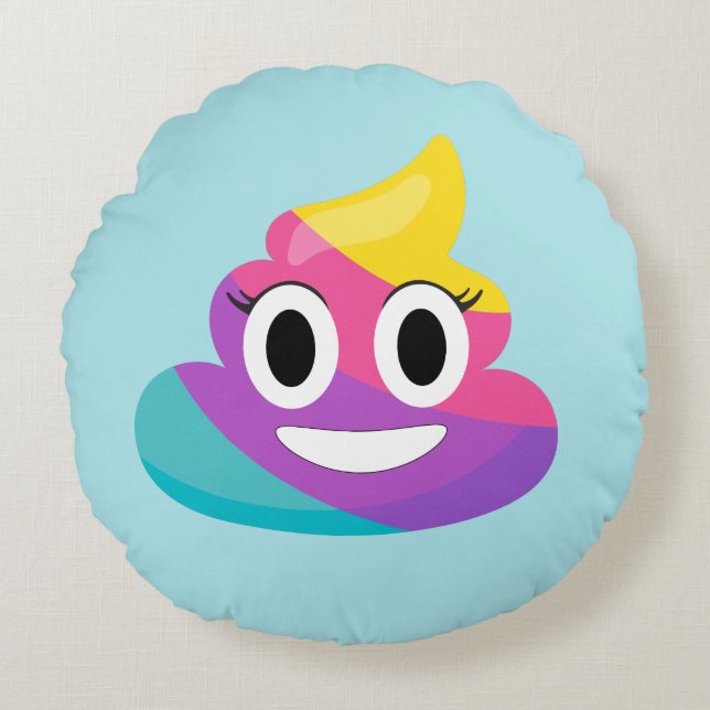 Coussin Rainbow Poop Emoji (Devant)