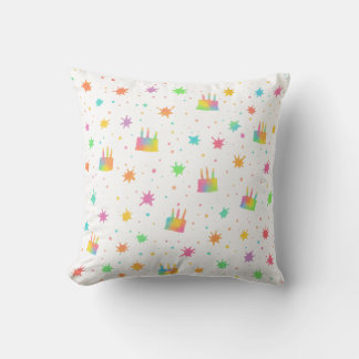 Coussin Rainbow Watercolor Birthday Cake Colorful Paint