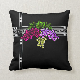 Coussin Raisins d'art déco sur le noir