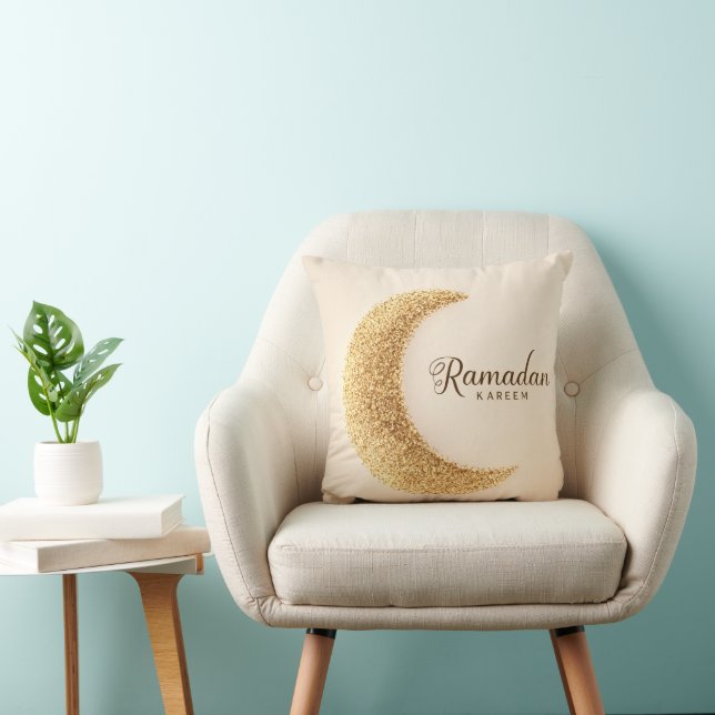 Coussin Ramadan Kareem Gold Crescent Moon Cushion (Chaise)