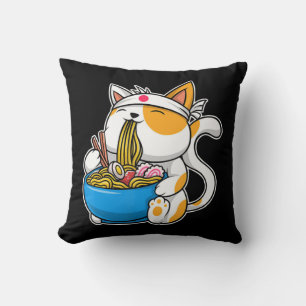 Coussin Ramen Cute Chat Kawaii Anime Nourriture Japonaise 