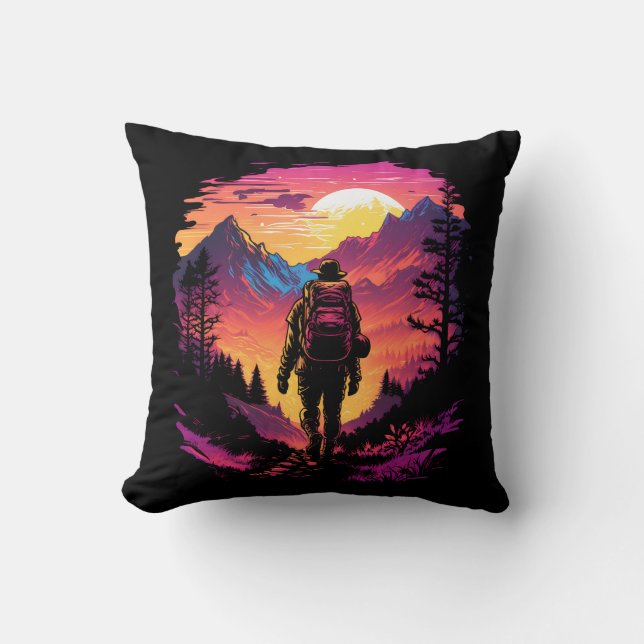 Coussin Randonnée Au Coucher Du Soleil (Recto)