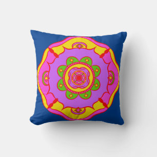 Coussin Rangoli aux couleurs vives et audacieuses