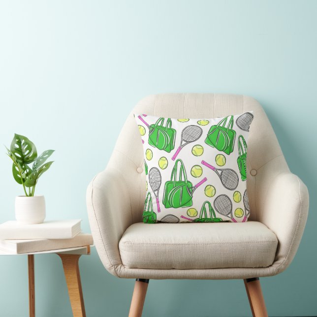 Coussin Raquettes de tennis rose Preppy Motif vert (Chaise)