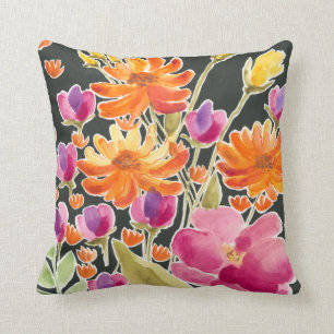 Coussin Rassemblement splendide - Fleurs roses et orange