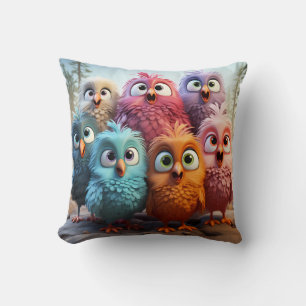 Coussin Rassemblement Vibrant de Famille de Hiboux