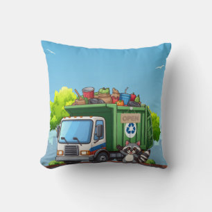 Coussin Raton laveur mignon et camion de "nourriture"