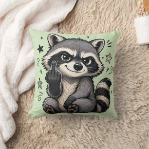 Coussin Raton laveur mignon et impertinent montrant de l'a