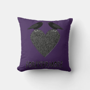 Coussin Ravens gothiques et Coeur noir