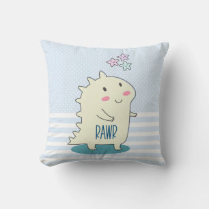 Coussin Rawr Dinosaure Jaune mignonne avec des étoiles joy