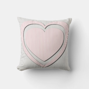 Coussin rayé Motif rétro Coeur rose