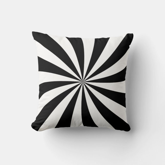 Coussin rayé noir et blanc de Starburst (Recto)