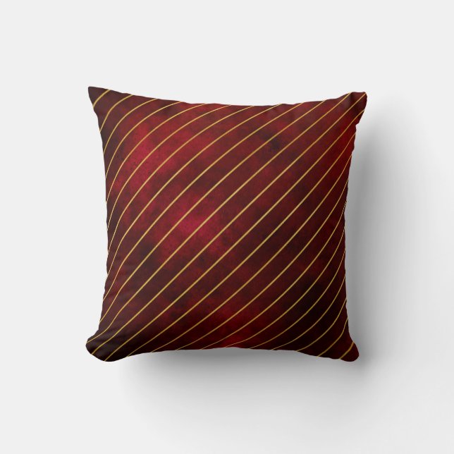 Coussin rayé rouge foncé et or (Recto)