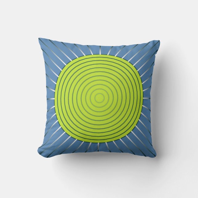 Coussin Rayon de soleil géométrique moderne - bleu de (Recto)