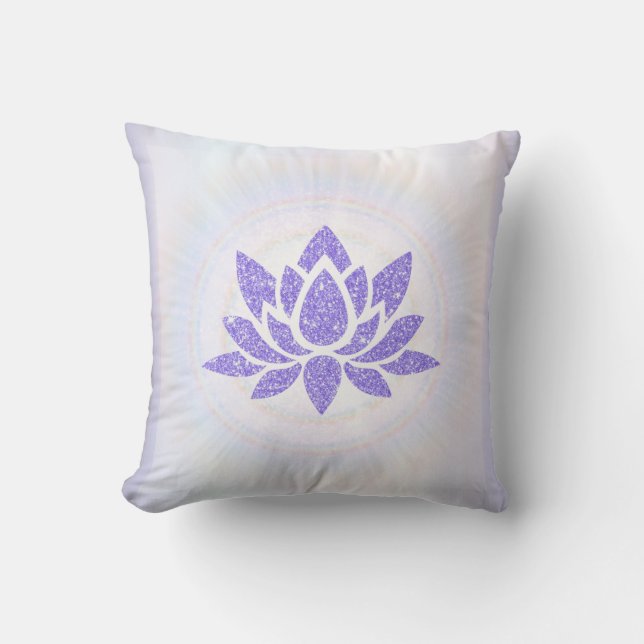 Coussin *~* Rayons doux Reiki Energie Guérir Lotus Lavende (Recto)