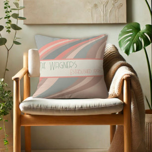 Coussin Rayure Colorée Nom Personnalisé Date Moderne