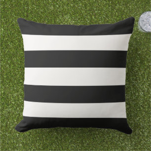 Coussin Rayure Horizontale Large Blanche Noire Gras