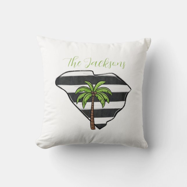 Coussin Rayure personnalisée de palmier de l'État de Carol (Recto)