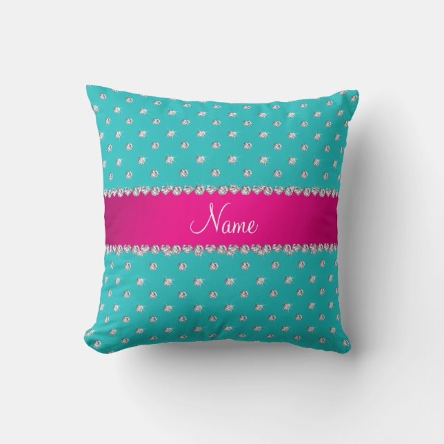 Coussin Rayure rose personnalisée de diamants nommés de (Recto)