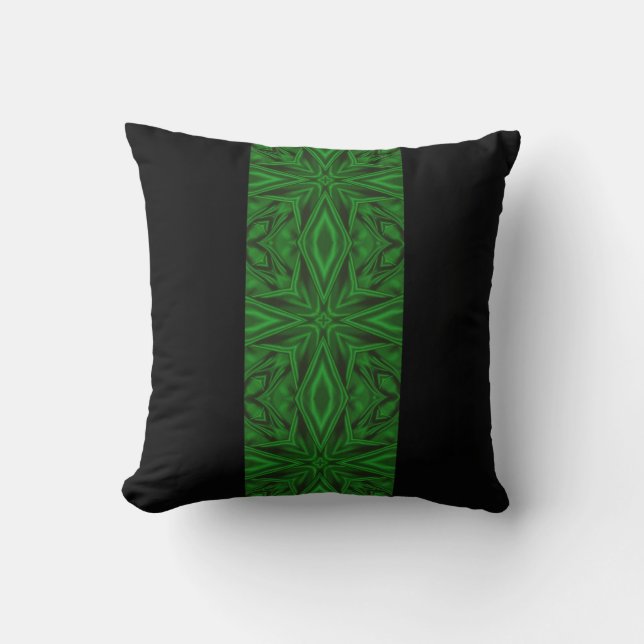Coussin Rayure verte riche de fractale de satin (Recto)