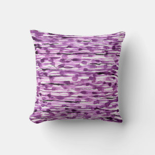Coussin Rayures Abstraites d'aquarelle violet