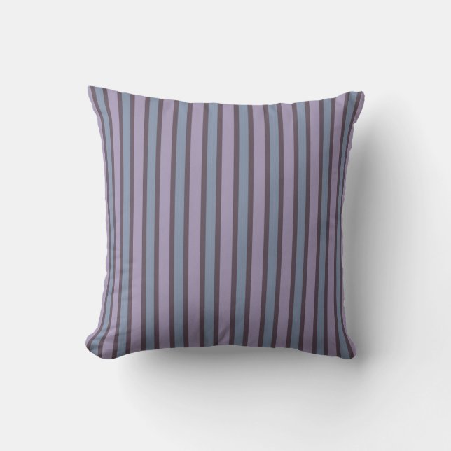 Coussin Rayures améthyste et gris-bleu (Recto)