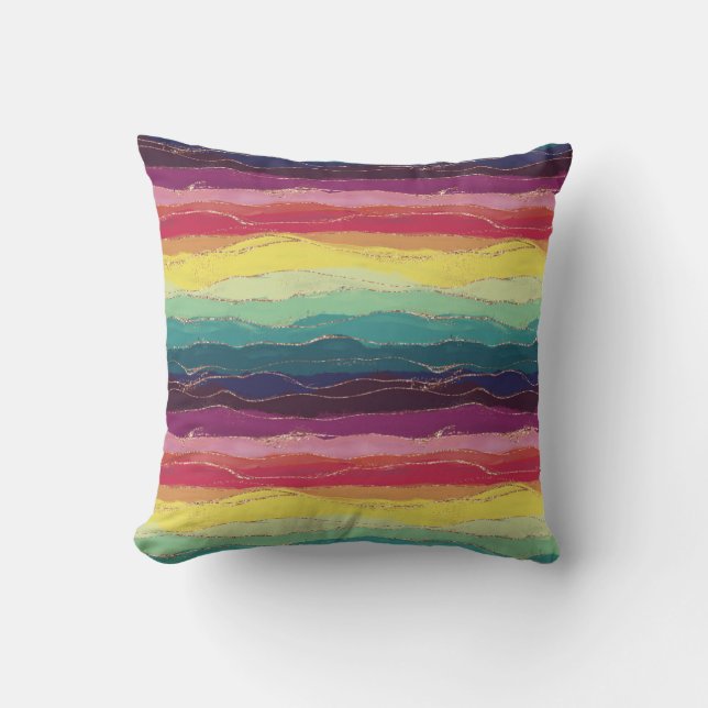 Coussin Rayures arc-en-ciel (Recto)