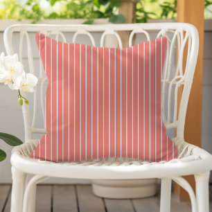 Coussin Rayures blanches d'été corail brûlé