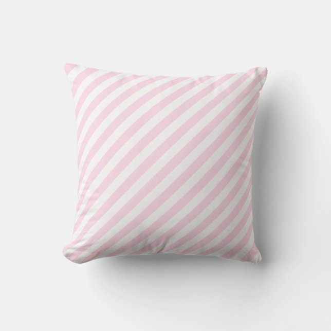 Coussin Rayures blanches et rose-clair (Recto)