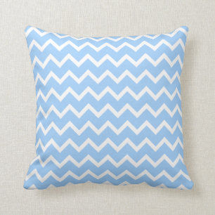 Coussin Rayures bleu-clair et blanches de zigzag
