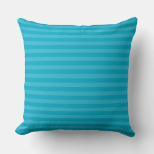 Coussin rayures bleu pacifique et bleu papillon