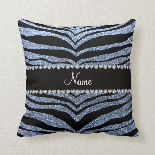 Coussin Rayures bleues en pastel nommées faites sur