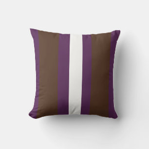 Coussin rayures Brown, violettes et blanches