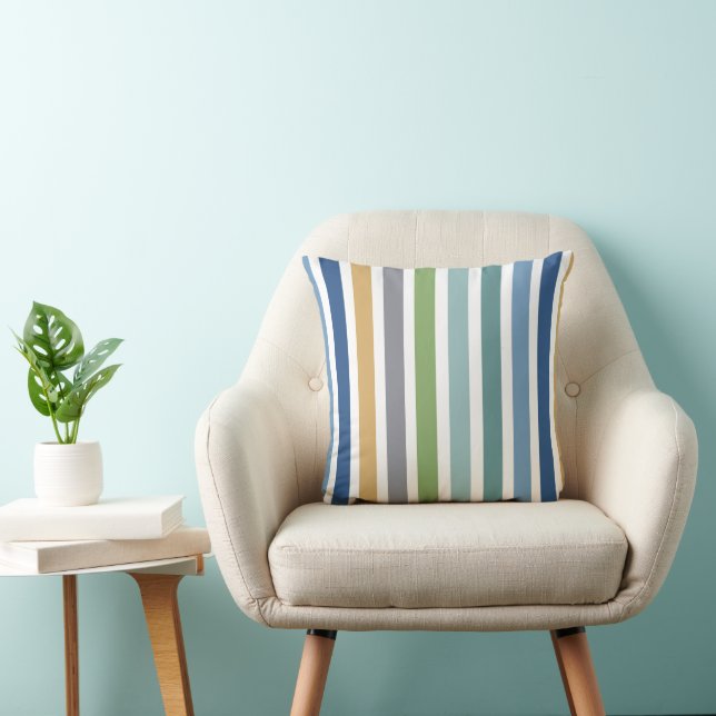 Coussin Rayures Colorées Modernes (Chaise)
