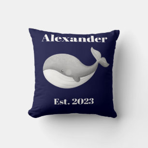 Coussin Rayures de baleine grise marine  Blanc et bleu mar