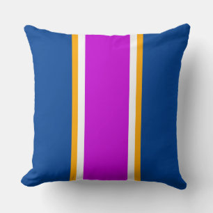 Coussin Rayures de course Rose Clair Blanc Orange Bleu Mar