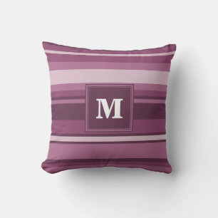 Coussin Rayures de mauve de monogramme