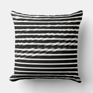 Coussin Rayures de signal de pépin noir et blanc