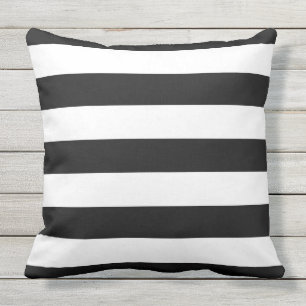 Coussin Rayures de store noir et blanc