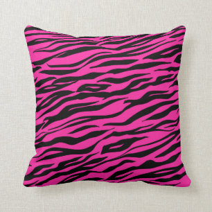 Coussin Rayures de Tigre Chaud Rose Clair Fourrure
