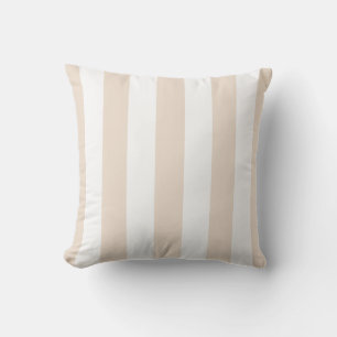 Coussin Rayures de toile beige et blanc amande