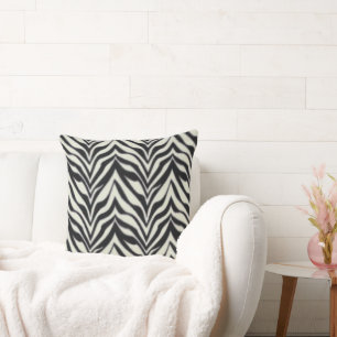 Coussin Rayures de zèbre Noir Blanc Safari sauvage